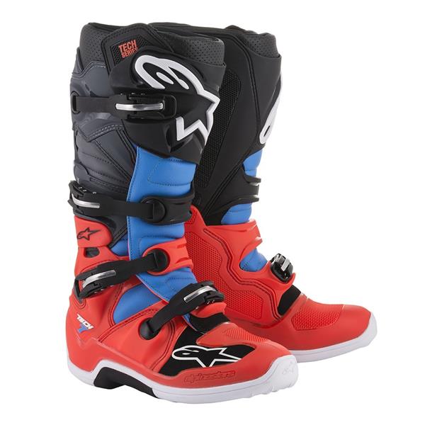 Bottes cross alpinestars 2018 tech 7 rouge bleu gris noir