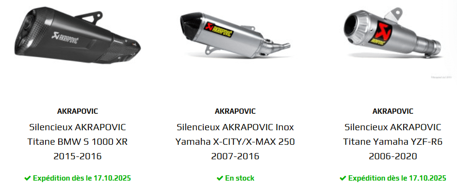 Échappement Akrapovic disponibles sur 3AS Racing.