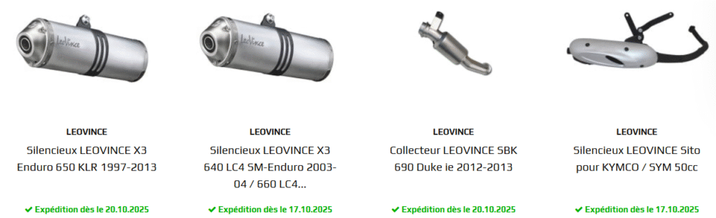 Échappements LeoVinc disponibles sur 3AS Racing.