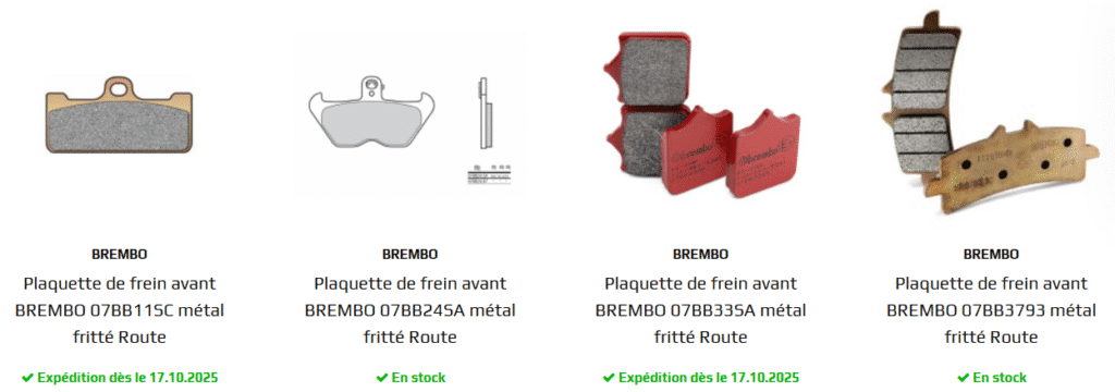 Plaquettes de freins moto disponibles sur 3AS Racing.