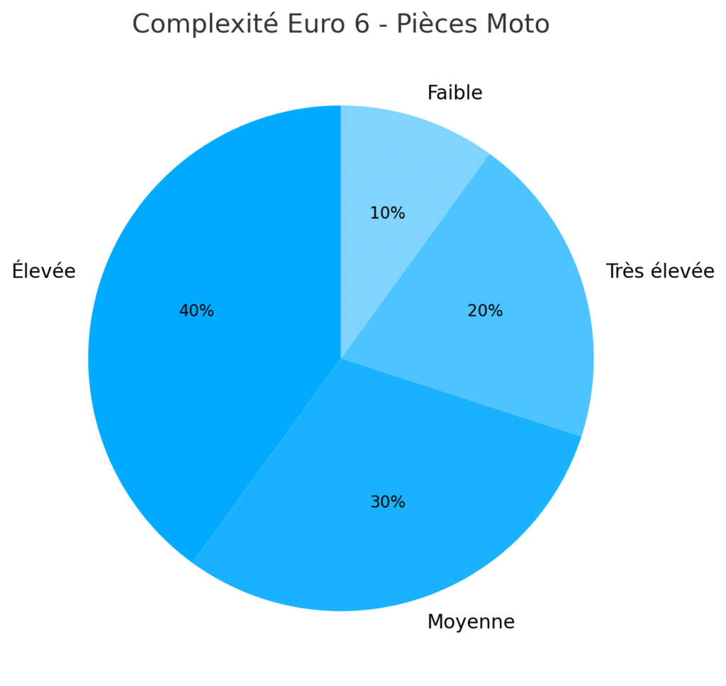 Répartition de la complexité des modifications Euro 6 sur les pièces moto