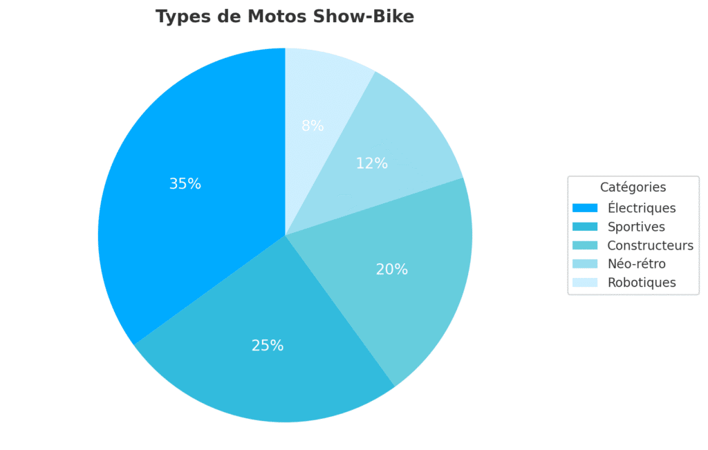 Distribution des différents types de concepts show-bikes par catégorie technologique