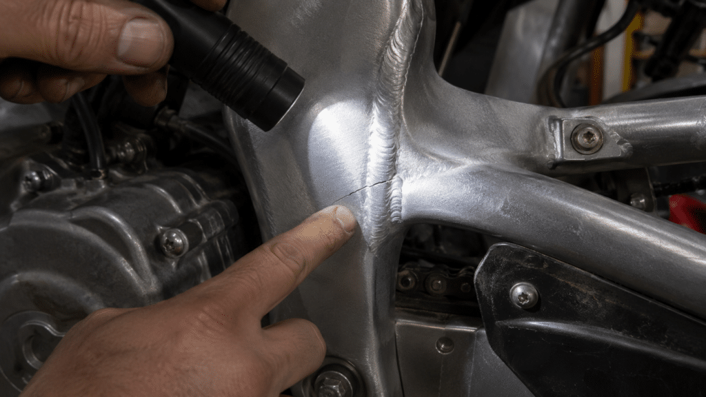 close-up of a motorcycle aluminium