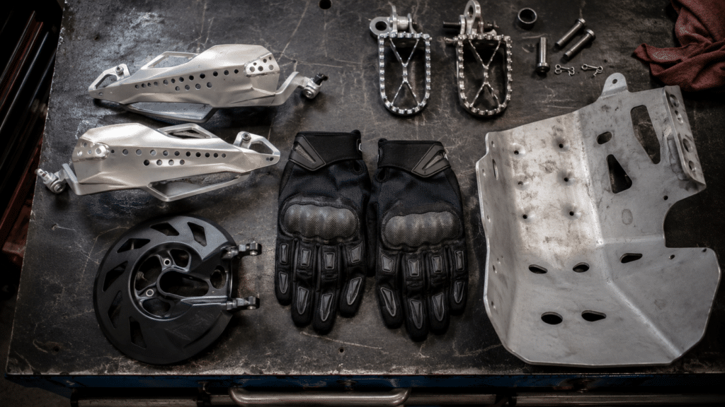 flat lay of trail and enduro protection